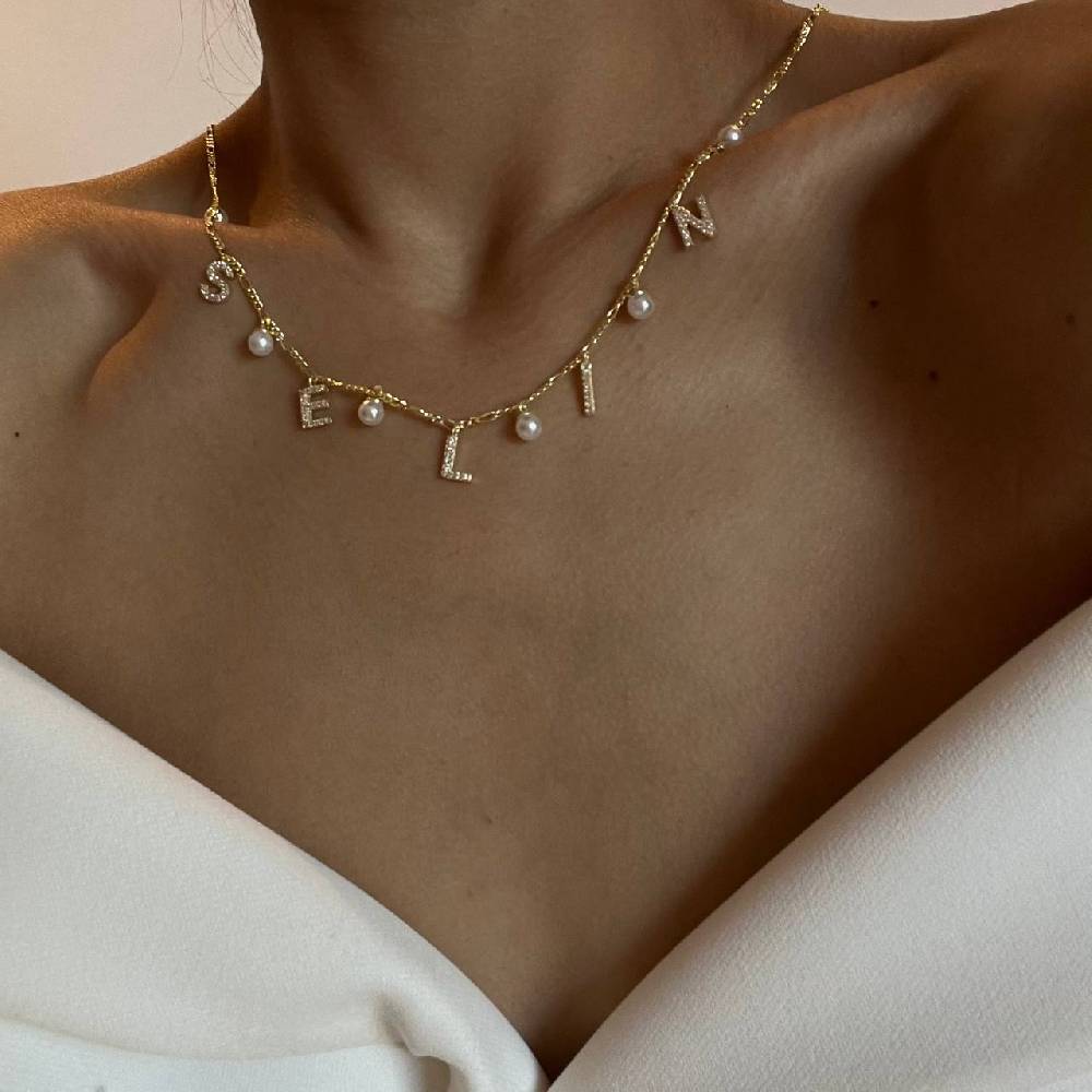 Kardelen CHOCKER NAMENSKETTE MIT PERLE - 925 SILBER VIP-Rabatte