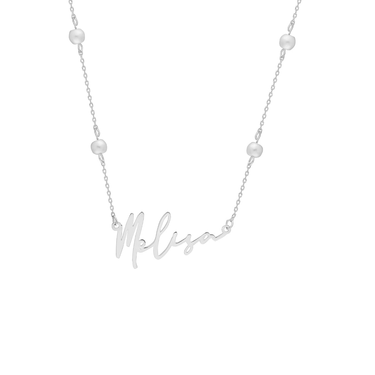 Kardelen Signatur Namenskette mit Perlen - 925 SILBER Super Sparpreis