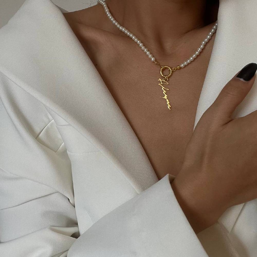 Kardelen Pearl Chain Signatur Namenskette - 925 SILBER Wochenangebot