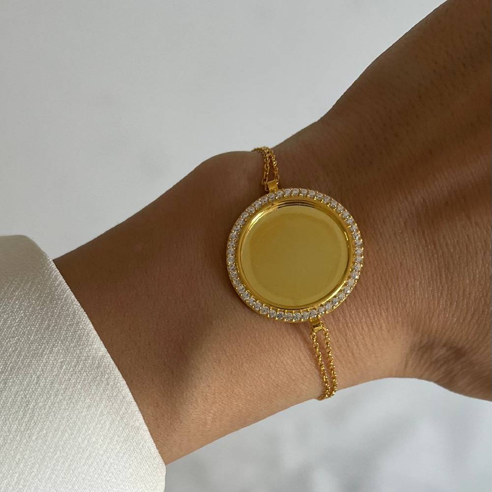 Kardelen Zirkonia Plättchen Gravurarmband - 925 SILBER Letzte 2 Tage