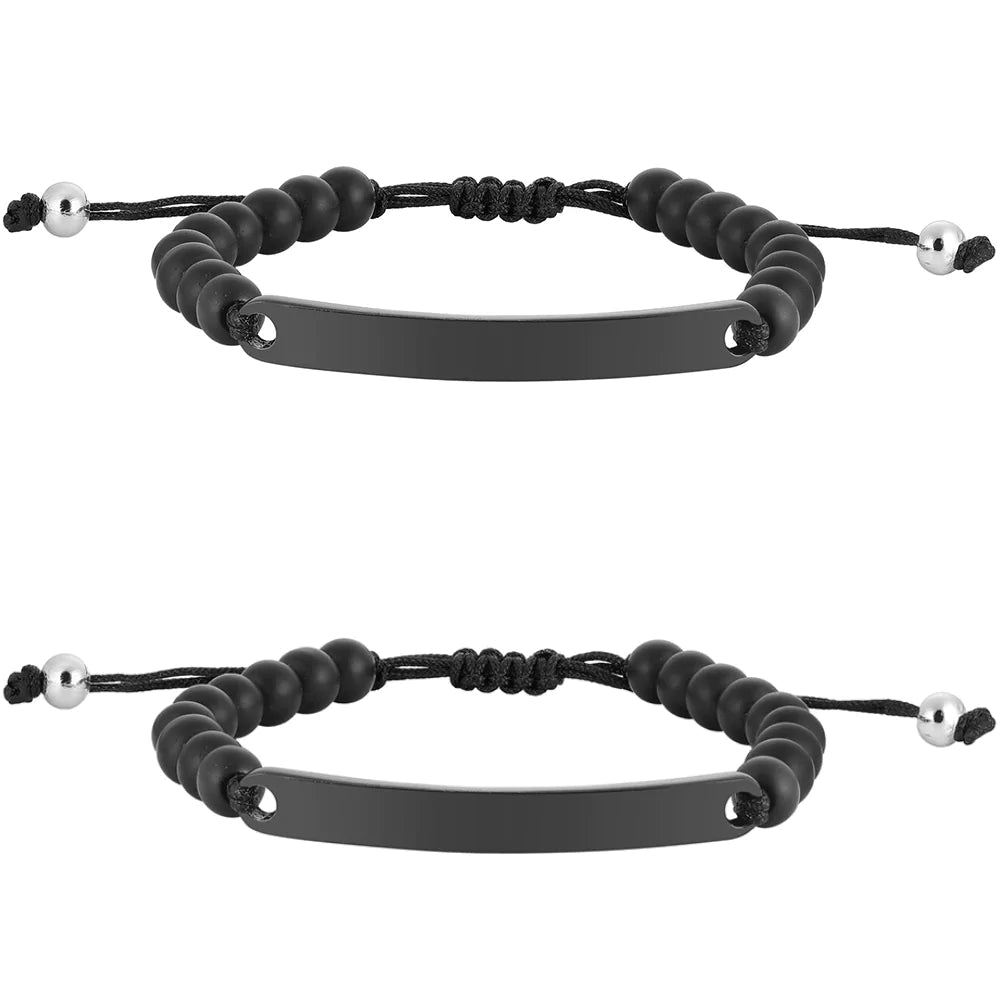 Kardelen ID-Partnerarmband mit Gravur - Pearl Black Vierteljährliche Förderung