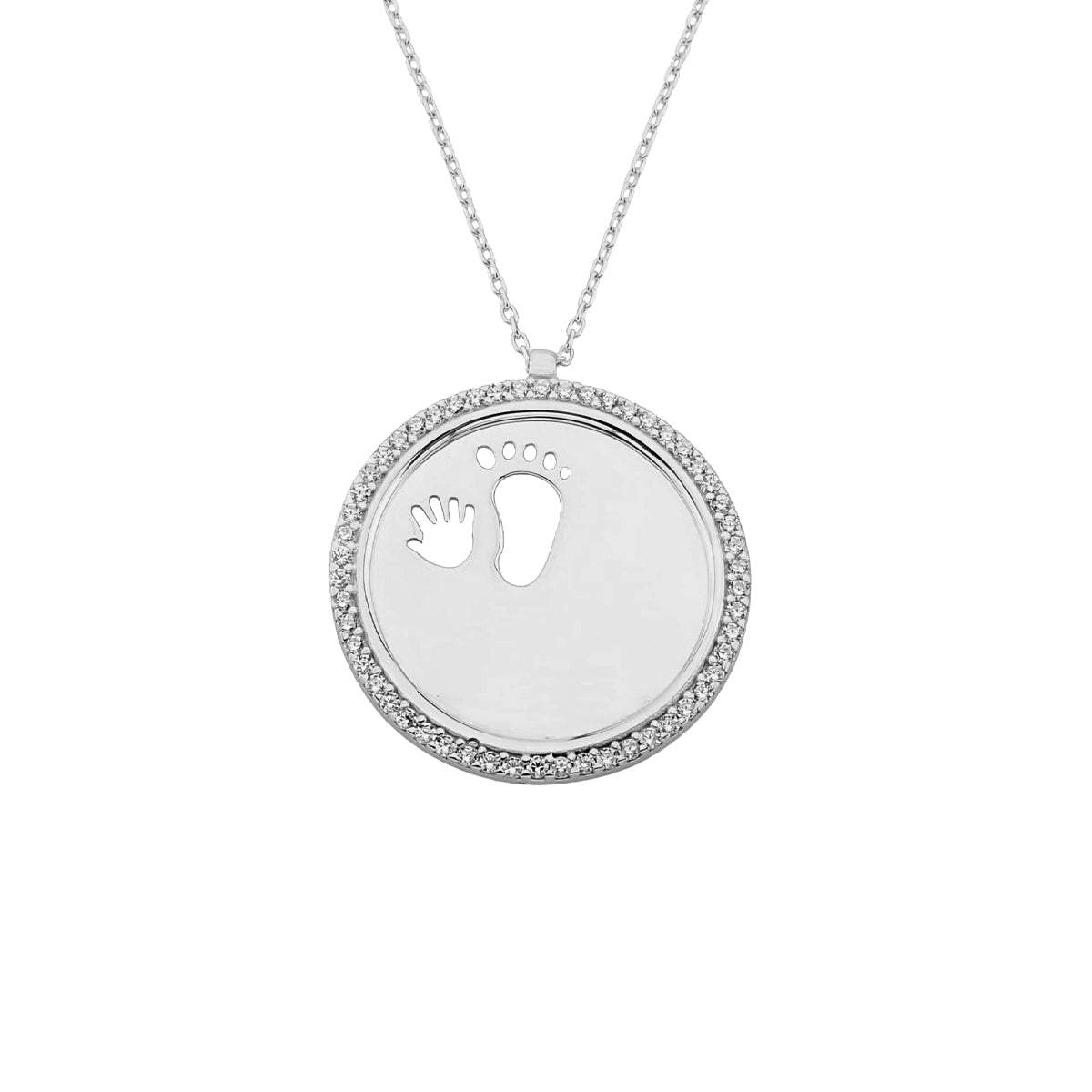 Kardelen Zirkonia Gravurkette Baby Handfuß - 925 SILBER Kostenloser Versand international
