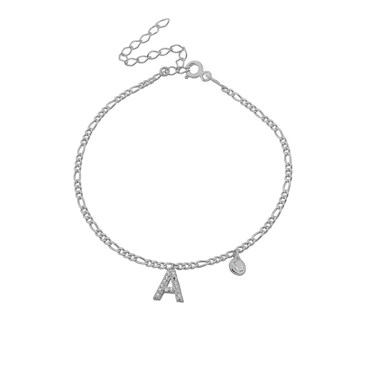 Kardelen Armkette Figaro Zirkonia mit Buchstabe - 925 SILBER Versandkostenfrei