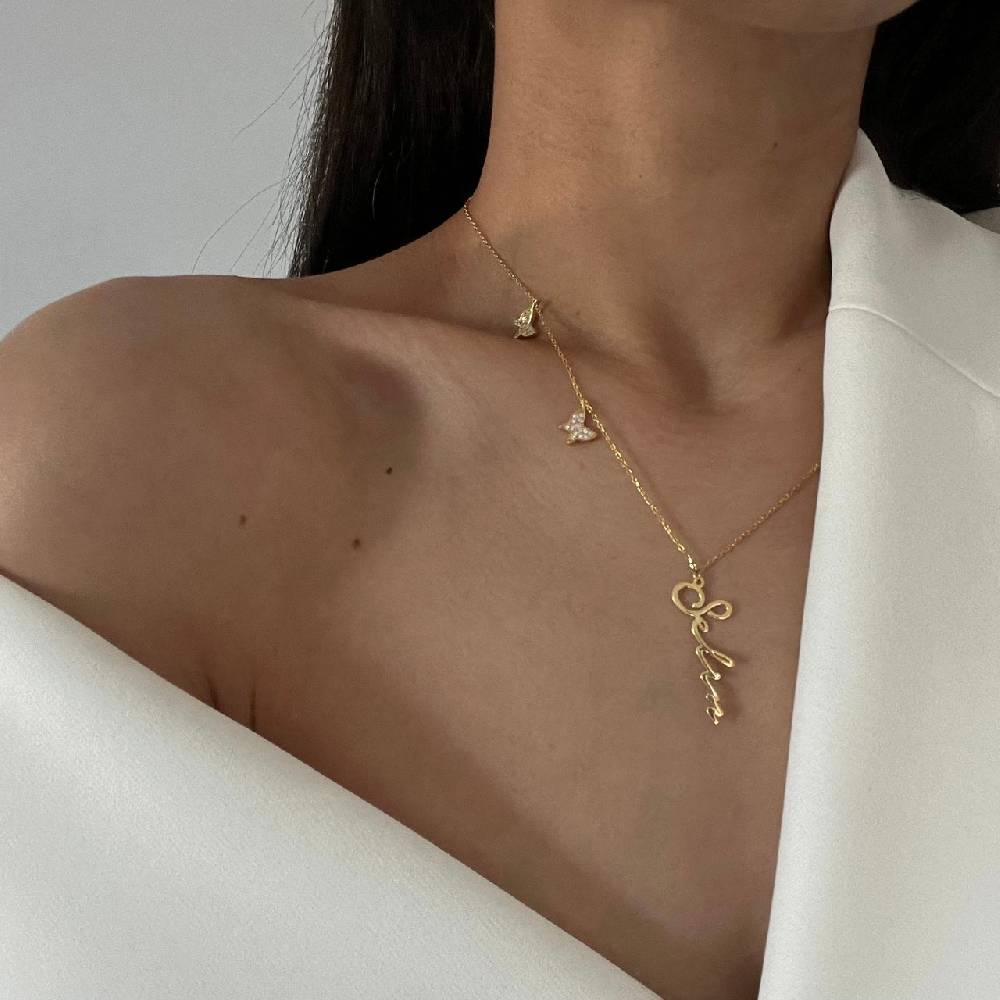 Kardelen Butterfly x Signatur Kette - 925 SILBER Online Shopping