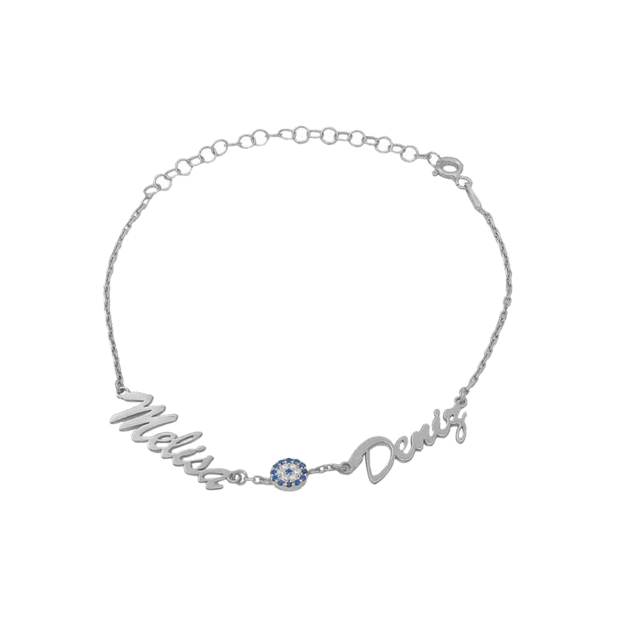 Kardelen 2er Namensarmband - Variante Nazar - 925 SILBER Cyber Monday