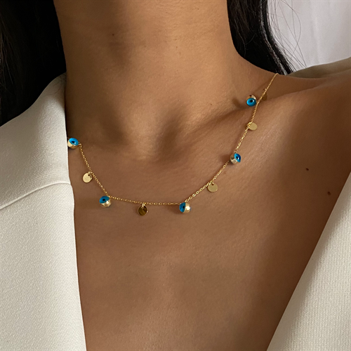 Kardelen Nazar Plättchen Kette - 925 SILBER Tiefpreis