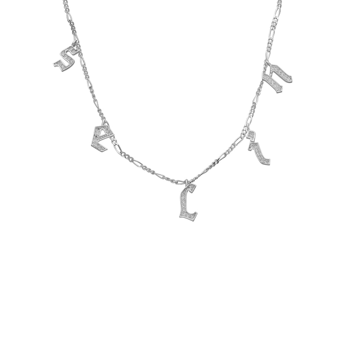 Kardelen Chocker Namenskette mit Zirkonia Gothic - 925 SILBER Nur für heute