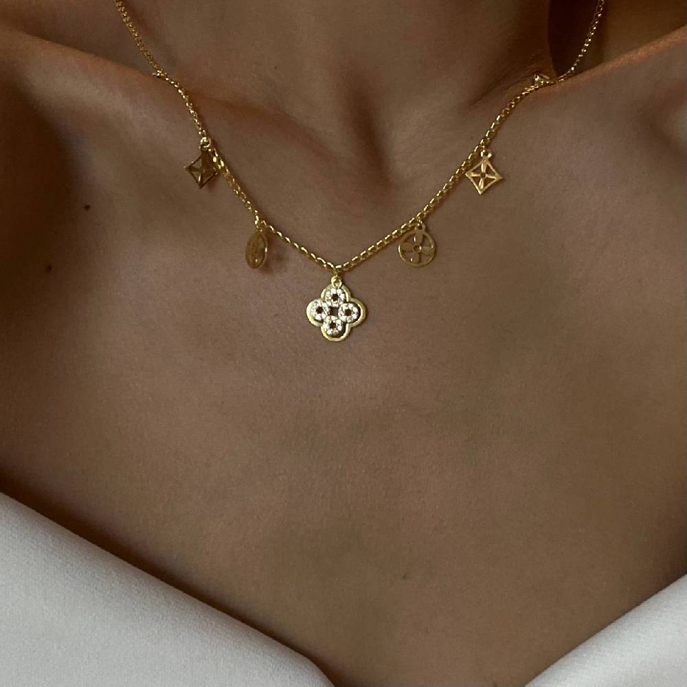 Kardelen Luxus Charm Halskette - 925 SILBER Sonderangebot der Fabrik