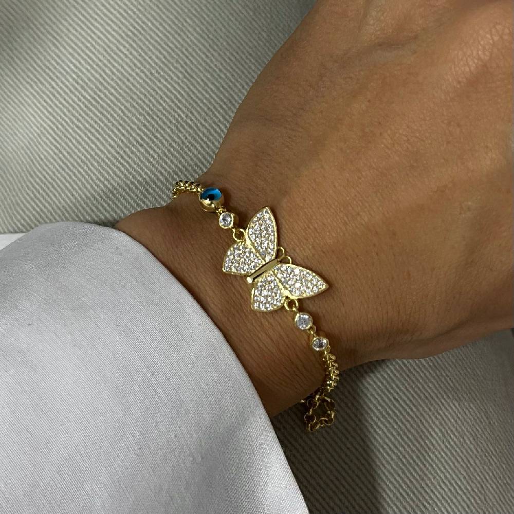 Kardelen Butterfly Nazar Armkette - 925 SILBER 2025