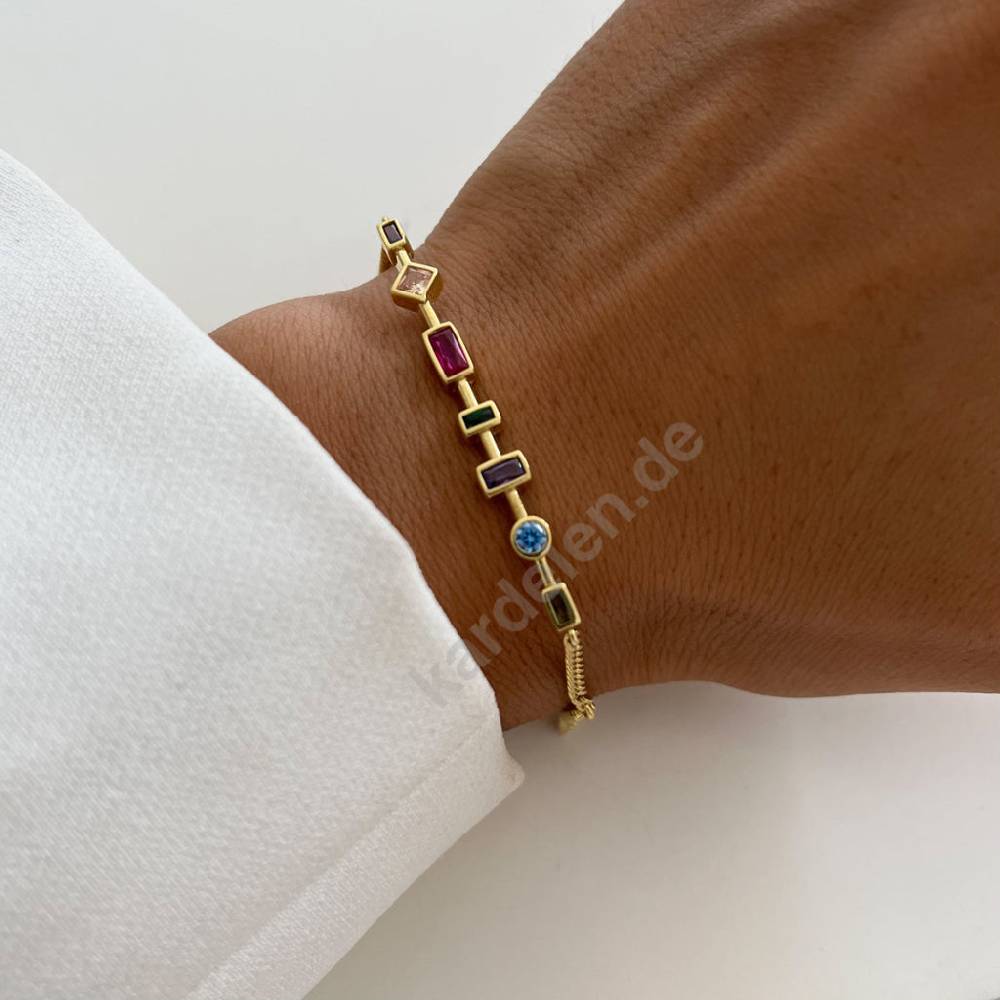 Kardelen Colorfull Stein Armkette - 925 SILBER Online