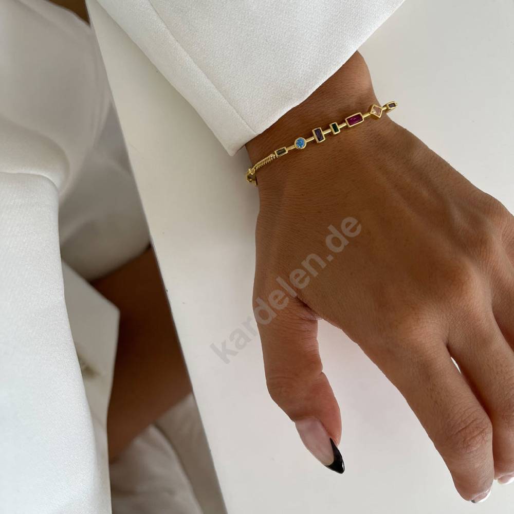 Kardelen Colorfull Stein Armkette - 925 SILBER Online