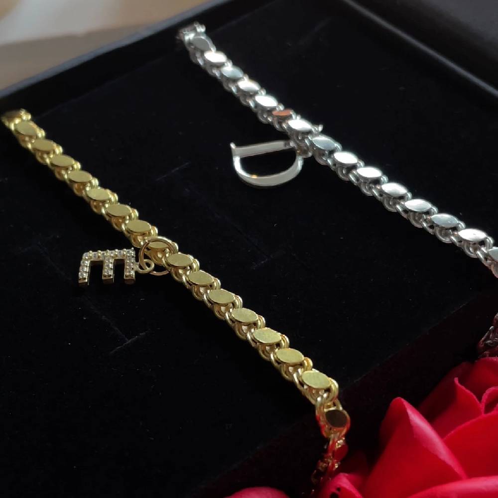 Kardelen COUPLE GERSTEN LETTER BRACELET - 925 SILBER Meist gekauft