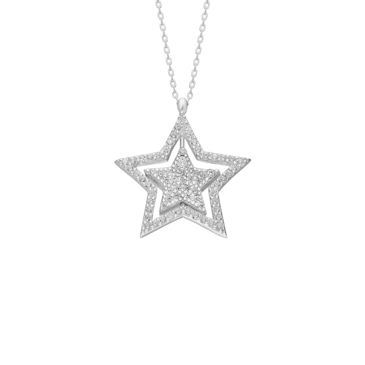 Kardelen Glänzend Star Halskette - 925 SILBER Fabrikpreis