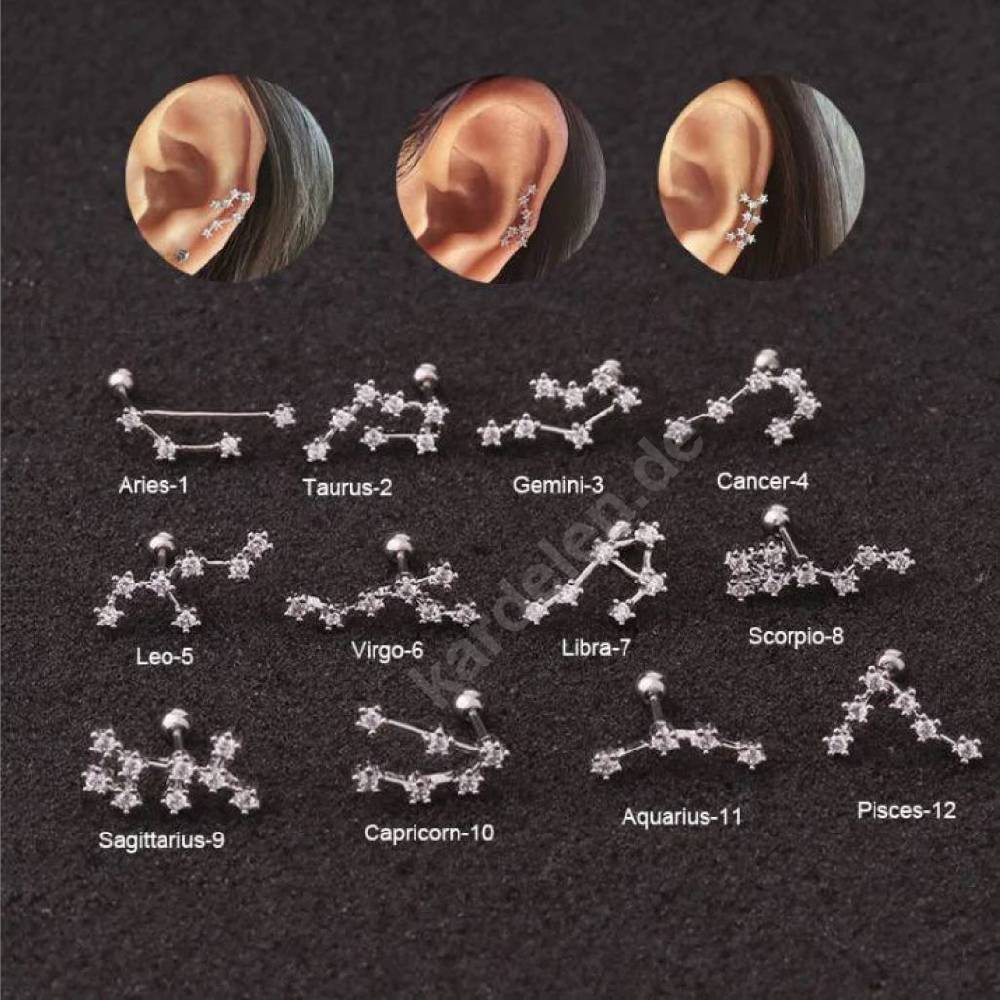 Kardelen STERNZEICHEN ZIRKONIA PIERCING - 925 SILBER VIP-Rabatte