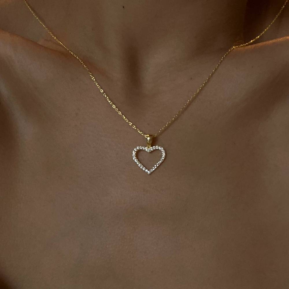 Kardelen Full Zirkonia Herz Kette - 925 SILBER Super Rabatt