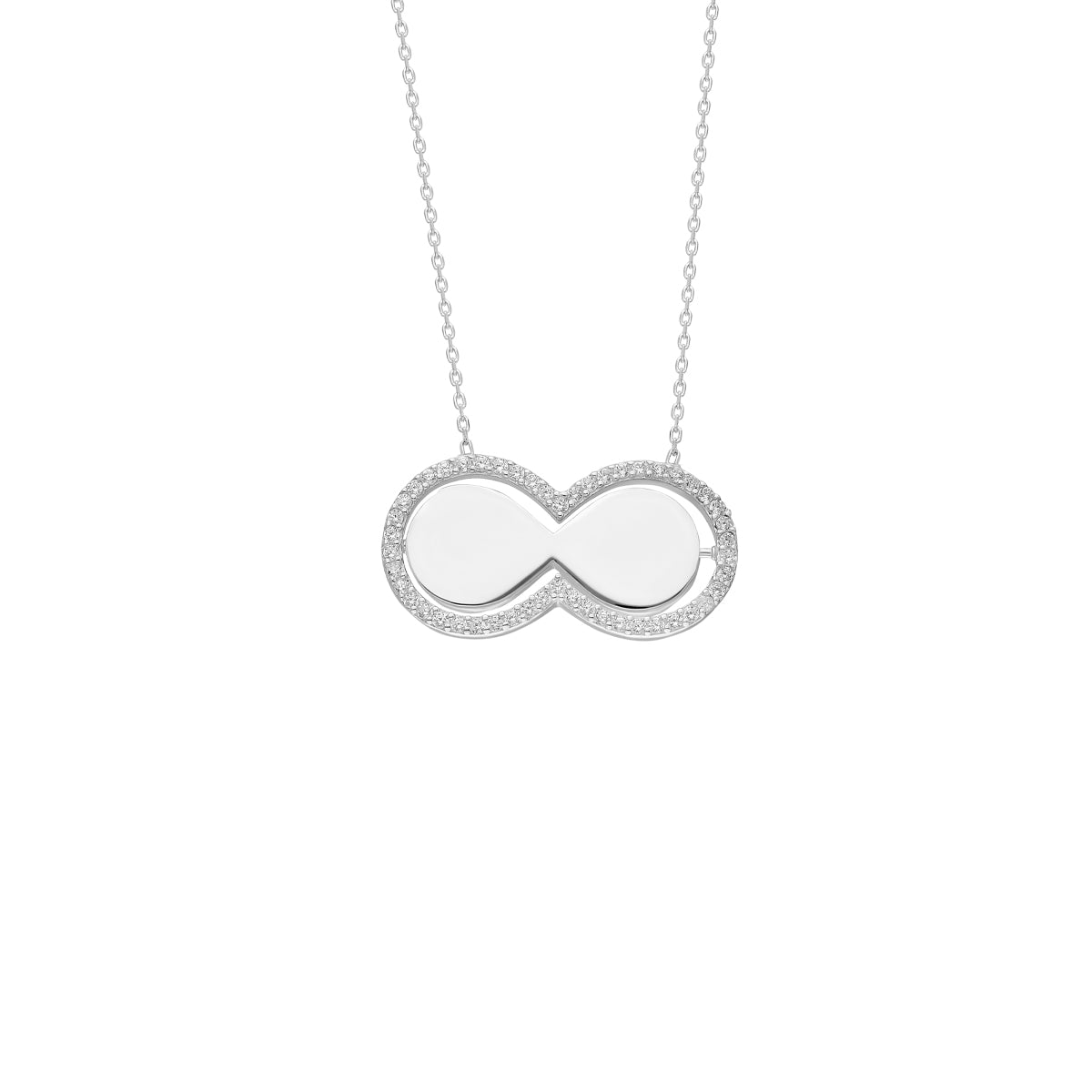Kardelen Glänzend Infinity Halskette - 925 SILBER Im Verkauf