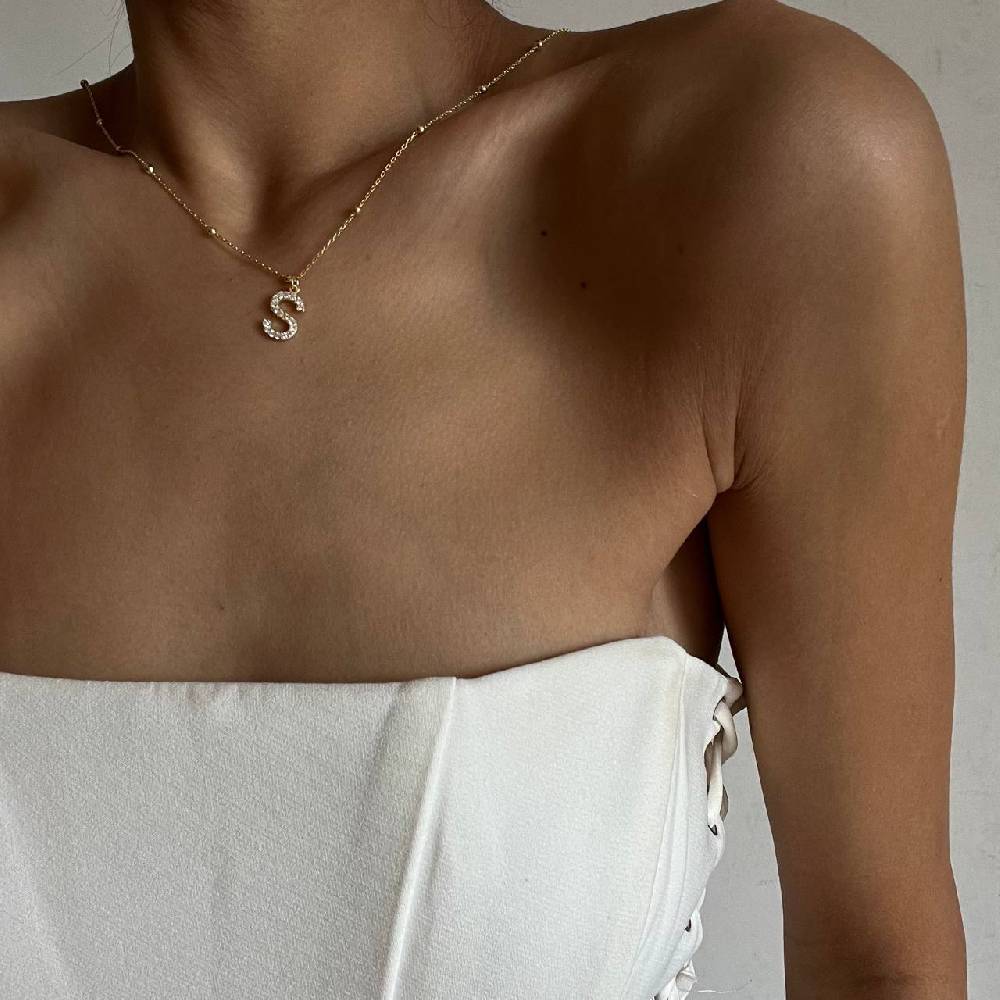 Kardelen Zirkonia Vintage Letter Necklace - 925 SILBER Angebote