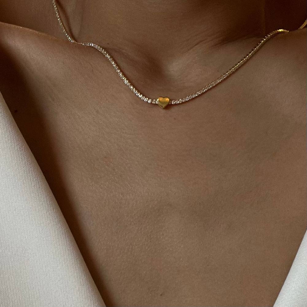 Kardelen Chain Strass herzkette - 925 SILBER Limitierter Zeitrabatt