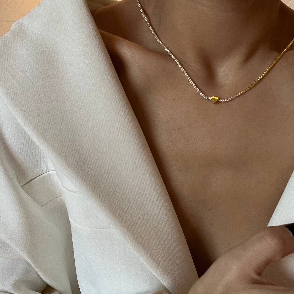 Kardelen Chain Strass herzkette - 925 SILBER Limitierter Zeitrabatt