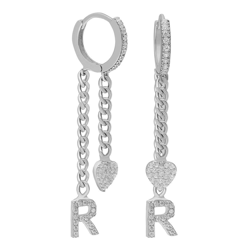 Kardelen Hängende Buchstaben Ohrringe mit Herz - 925 SILBER Fabrik Onlineshop