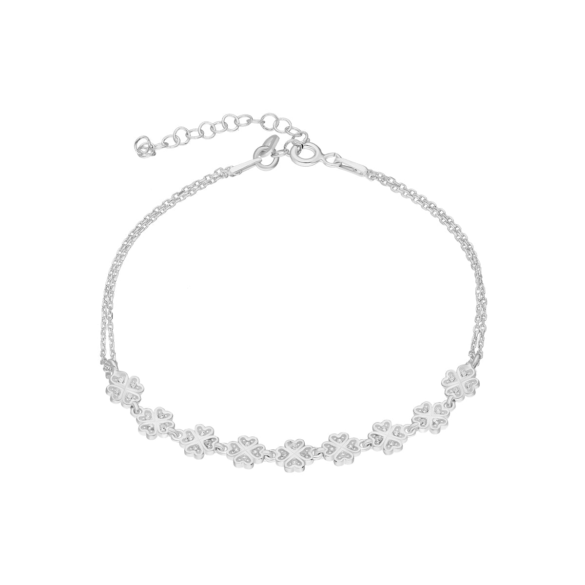 Kardelen Kleeblatt Armkette mit Zirkonia - 925 SILBER Fabrikpreis