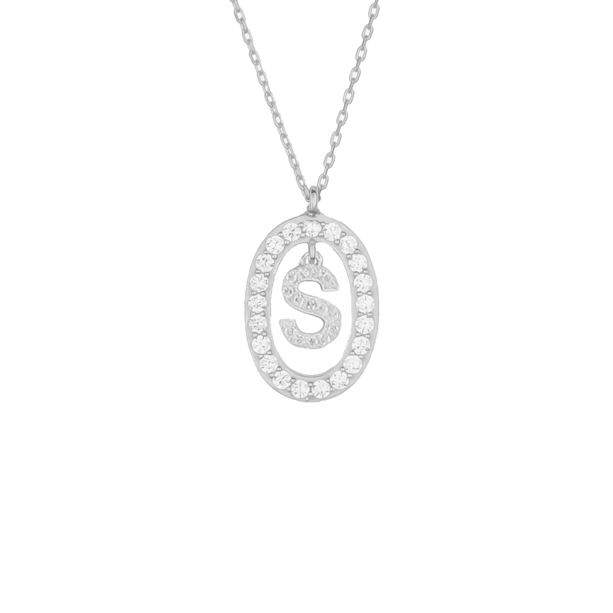 Kardelen Oval Zirkonia Buchstaben Kette - 925 SILBER Valentinstagsangebot