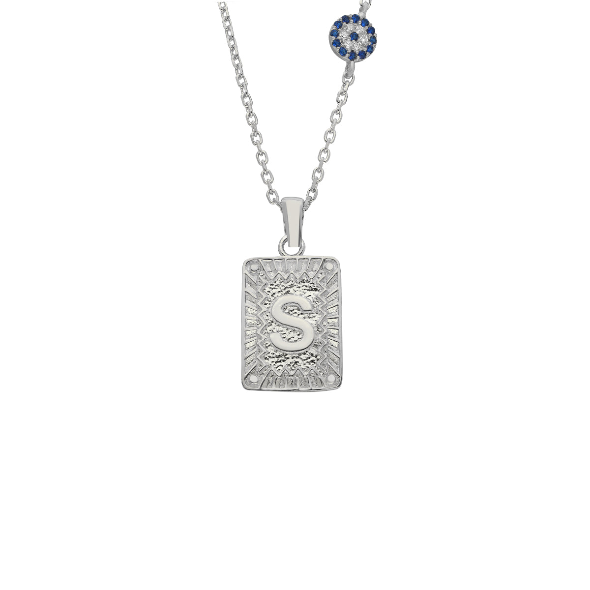 Kardelen Vintage Buchstaben Kette mit Nazar - 925 SILBER Online Outlet