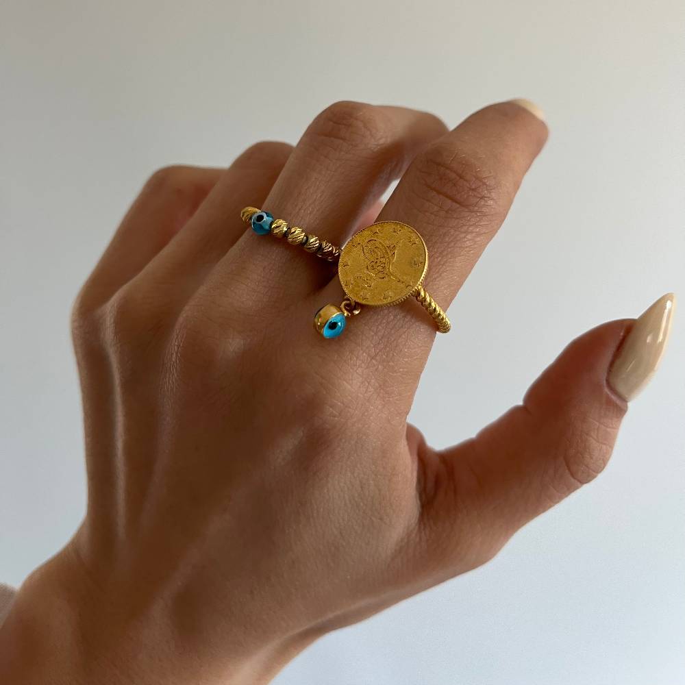 Kardelen Ceyrek Ring mit Nazar - 925 SILBER Bestseller