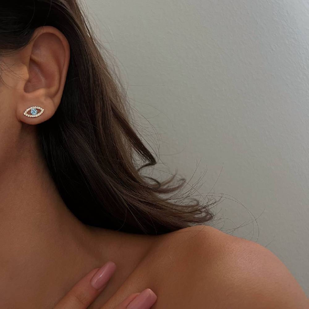 Kardelen Auge Nazar Mini Ohrring - 925 SILBER Kauf eins, bekomm eins gratis