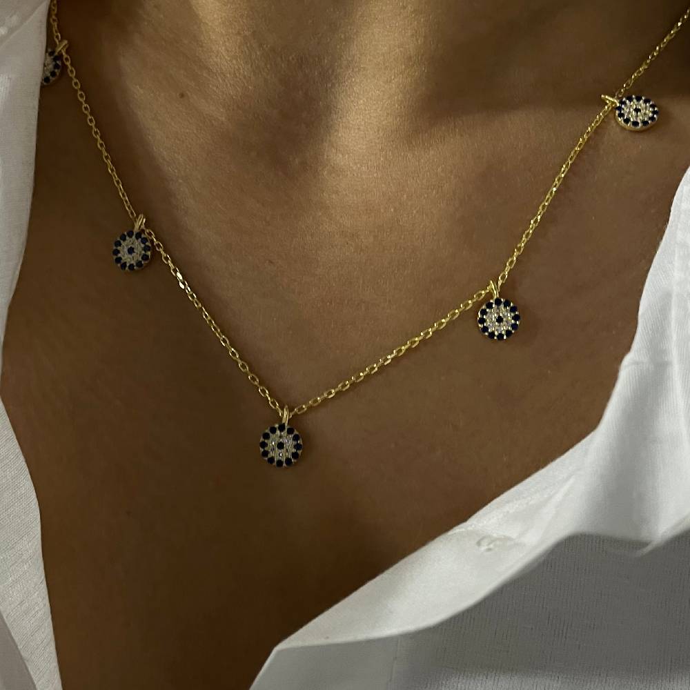 Kardelen Nazar Chocker 5er Kette - 925 SILBER Sonderangebote