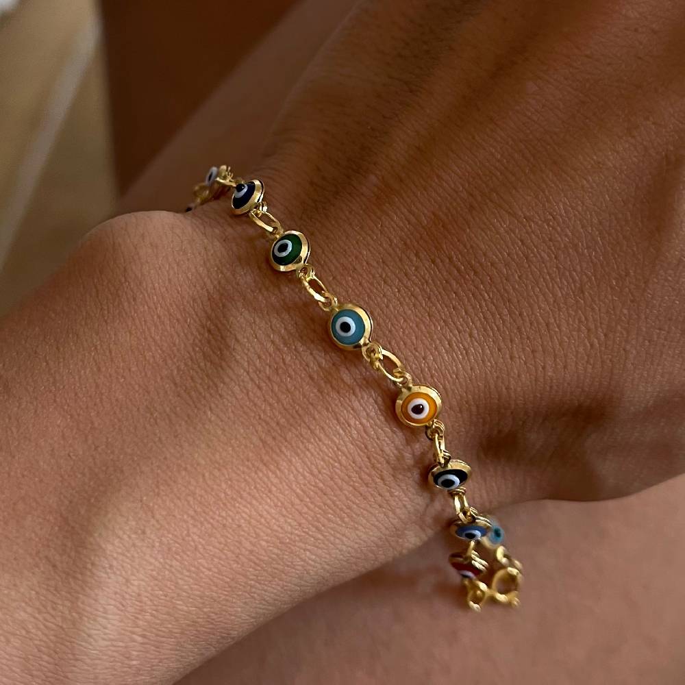 Kardelen Colorfull Mini Nazar Armkette - 925 SILBER JETZT KAUFEN