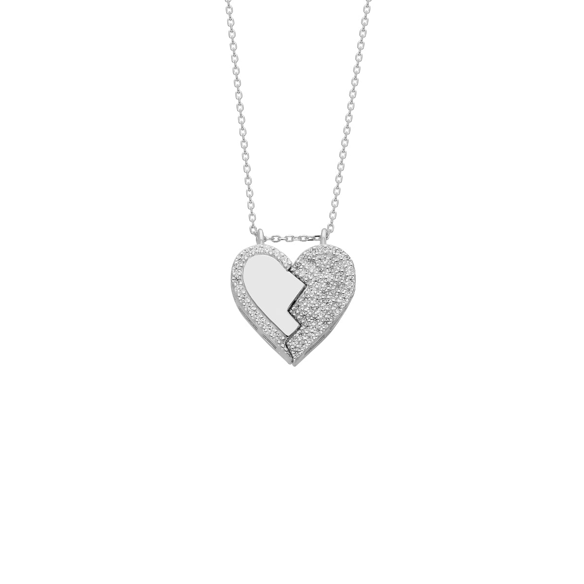 Kardelen Magnet Herz Halskette mit Zirkonia - 925 SILBER Begrenztes Angebot