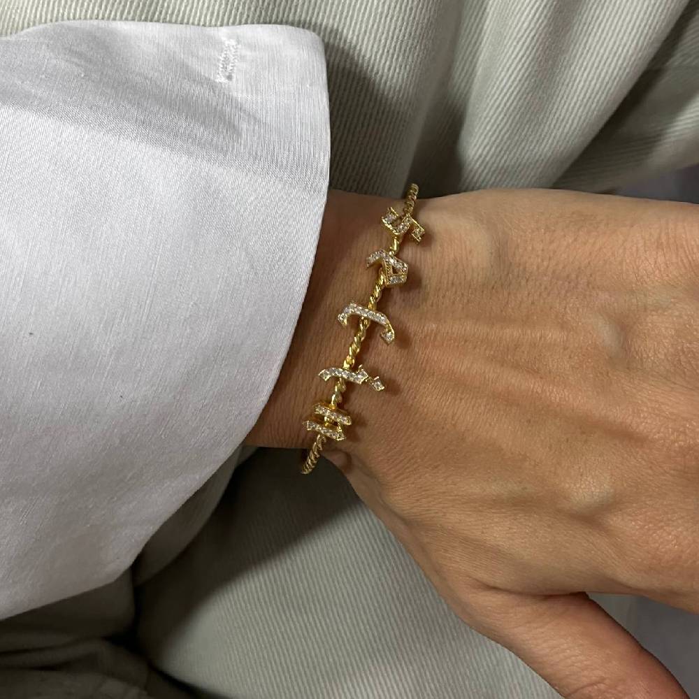 Kardelen Burma Armband mit Zirkonia Buchstaben Gothic - 925 SILBER Große Rabatte