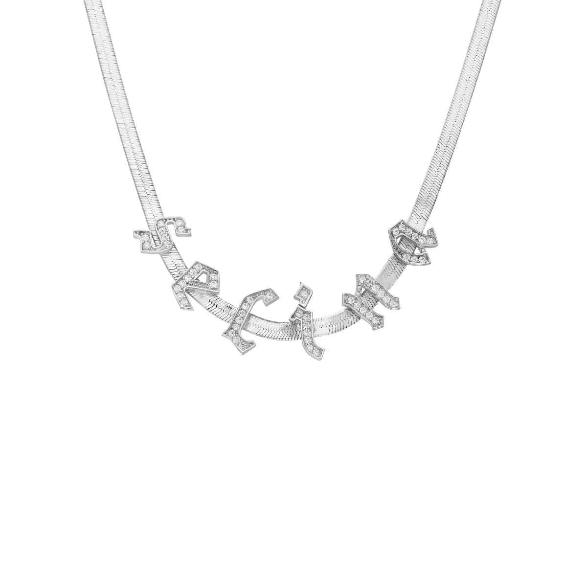 Kardelen Gothic Zirkonia Buchstaben Snakekette - 925 SILBER Saisonale Angebote