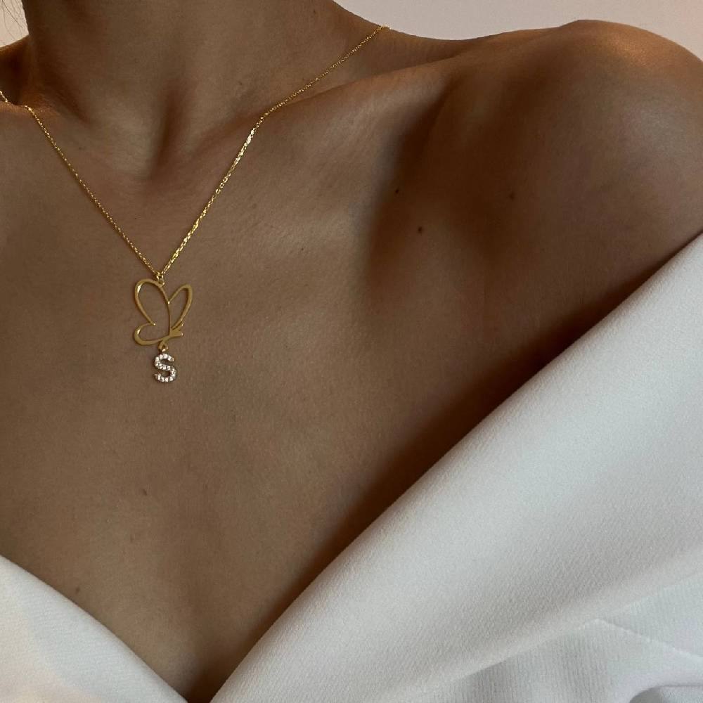 Kardelen Butterfly Kette mit Wunschbuchstabe - 925 SILBER Bis zu 65% Rabatt