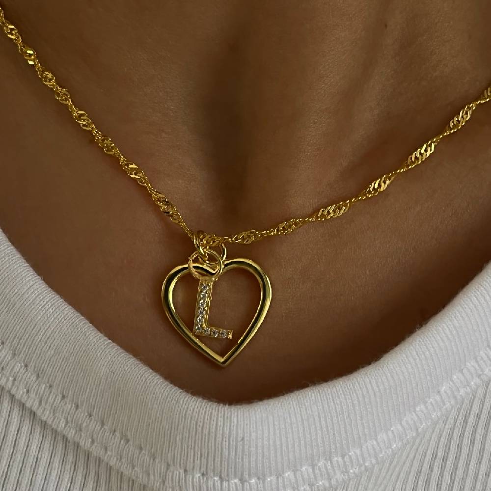 Kardelen Herz Zirkonia Buchstaben Kette - 925 SILBER Begrenzt auf 3 Tage