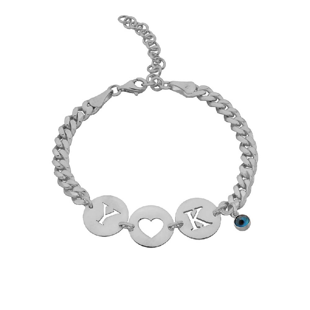 Kardelen Gourmet Armband mit Initialen und Nazar - 925 SILBER Rabatt
