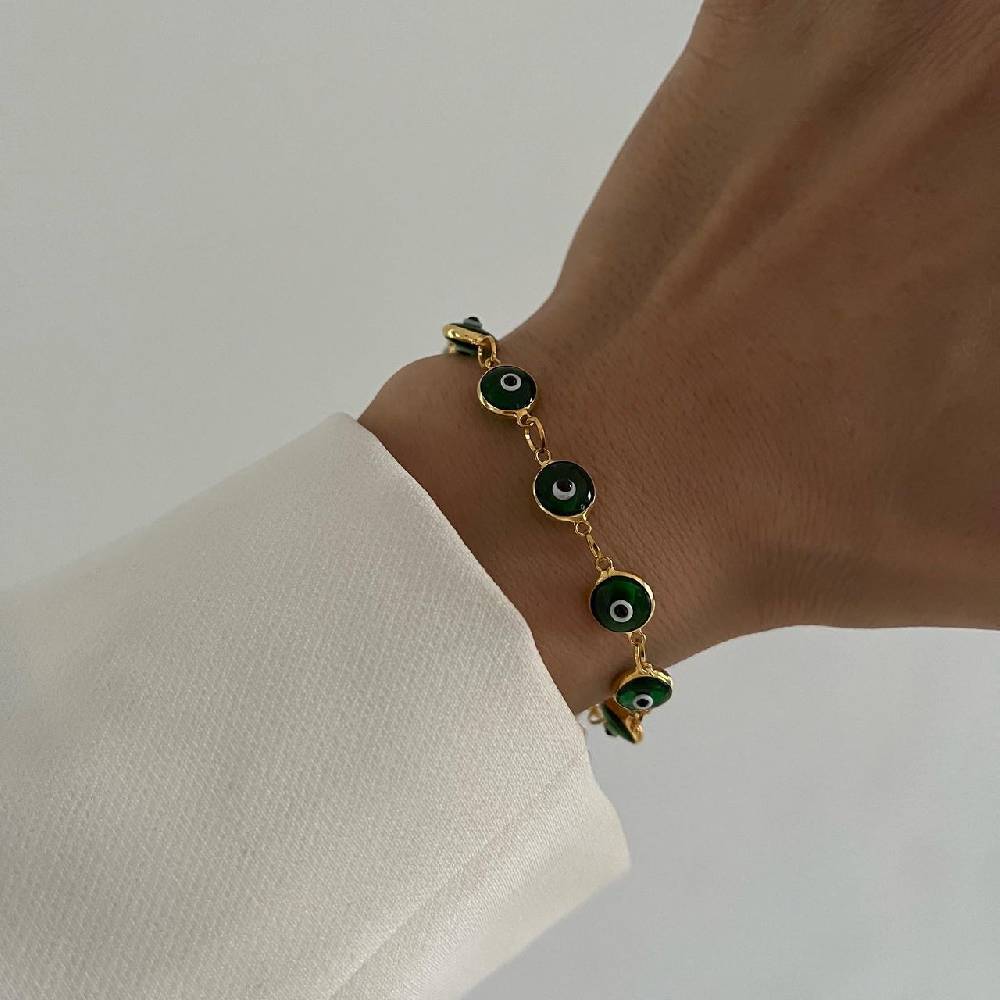Kardelen Grande Green Nazar Armkette - 925 SILBER Tiefpreis