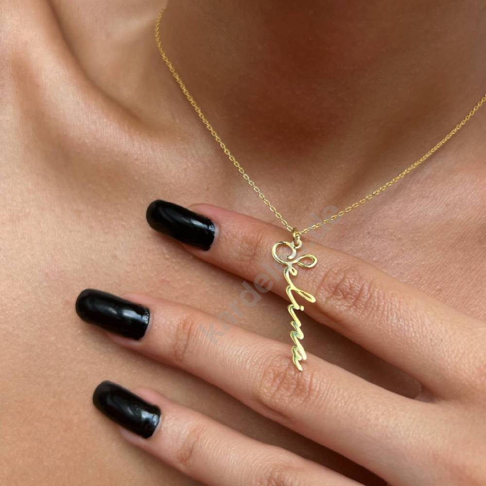 Kardelen 14K GOLD SIGNATUR NAMENSKETTE Wochenangebot