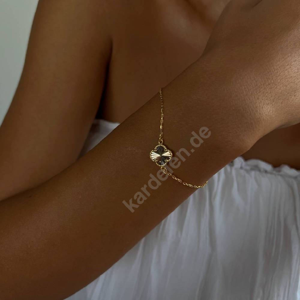 Kardelen 14K GOLD KLEE ARMKETTE II Letzte 3 Tage