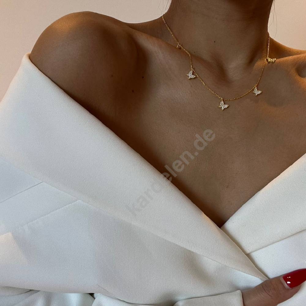 Kardelen 14K GOLD SCHMETTERLING- HALSKETTE Bis zu 50% Rabatt