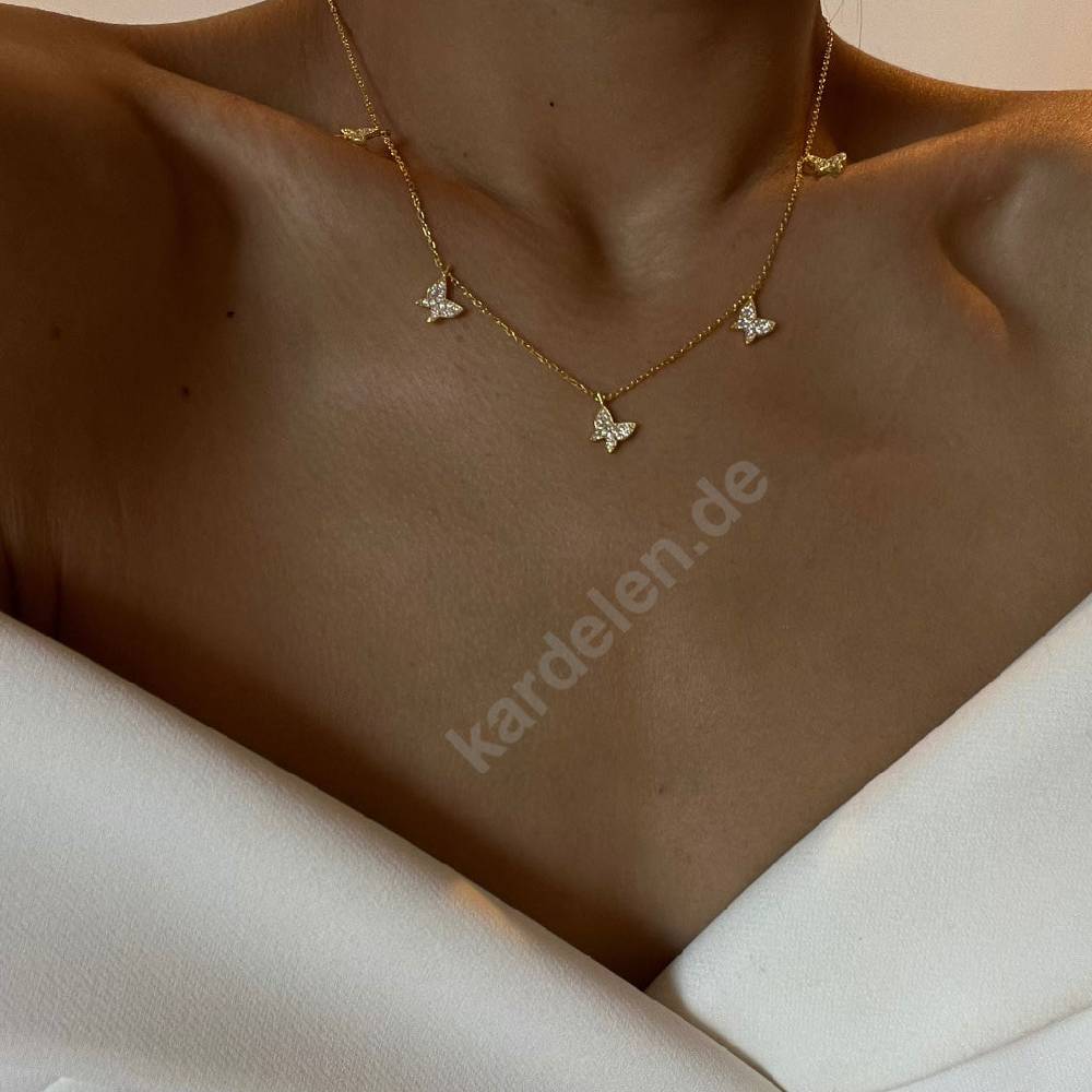 Kardelen 14K GOLD SCHMETTERLING- HALSKETTE Bis zu 50% Rabatt