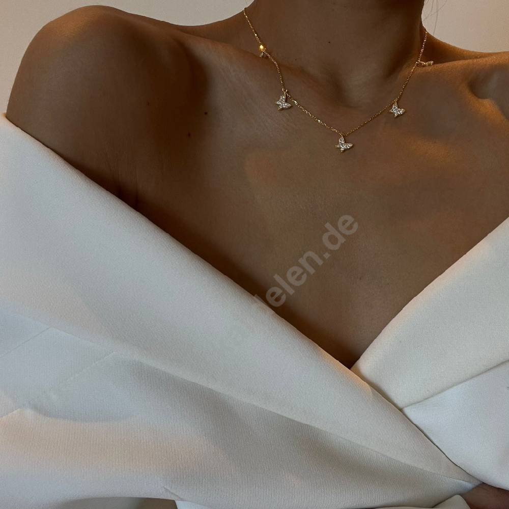 Kardelen 14K GOLD SCHMETTERLING- HALSKETTE Bis zu 50% Rabatt