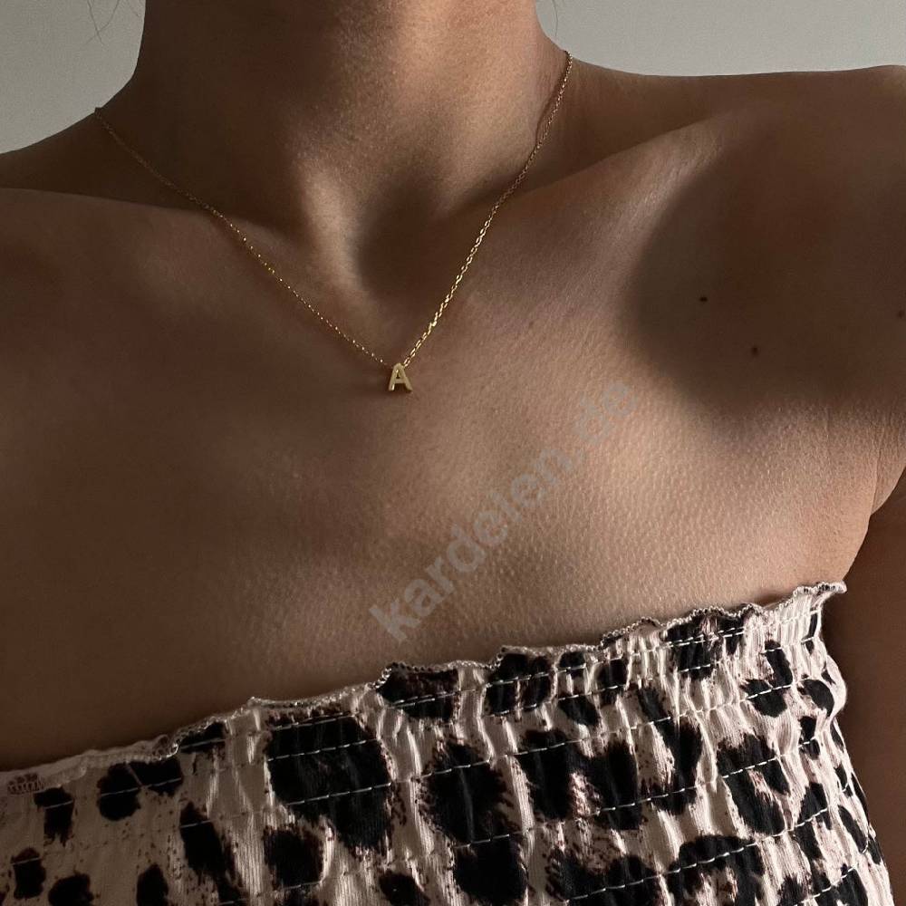 Kardelen 14K GOLD MINIMAL BUCHSTABEN HALSKETTE Bis zu 60% Rabatt