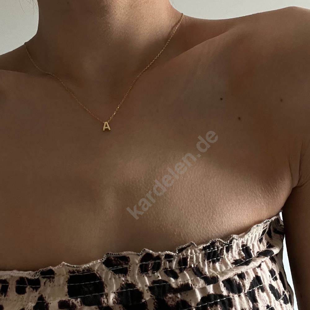 Kardelen 14K GOLD MINIMAL BUCHSTABEN HALSKETTE Bis zu 60% Rabatt