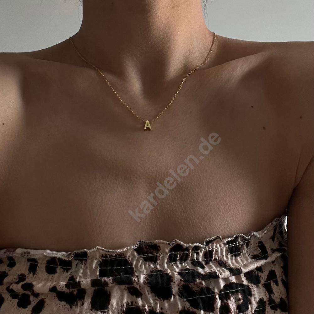 Kardelen 14K GOLD MINIMAL BUCHSTABEN HALSKETTE Bis zu 60% Rabatt