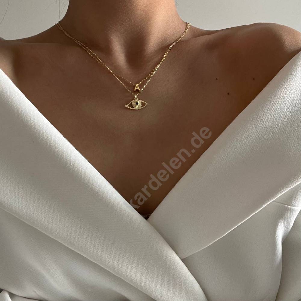 Kardelen 14K GOLD MINIMAL BUCHSTABEN HALSKETTE Bis zu 60% Rabatt