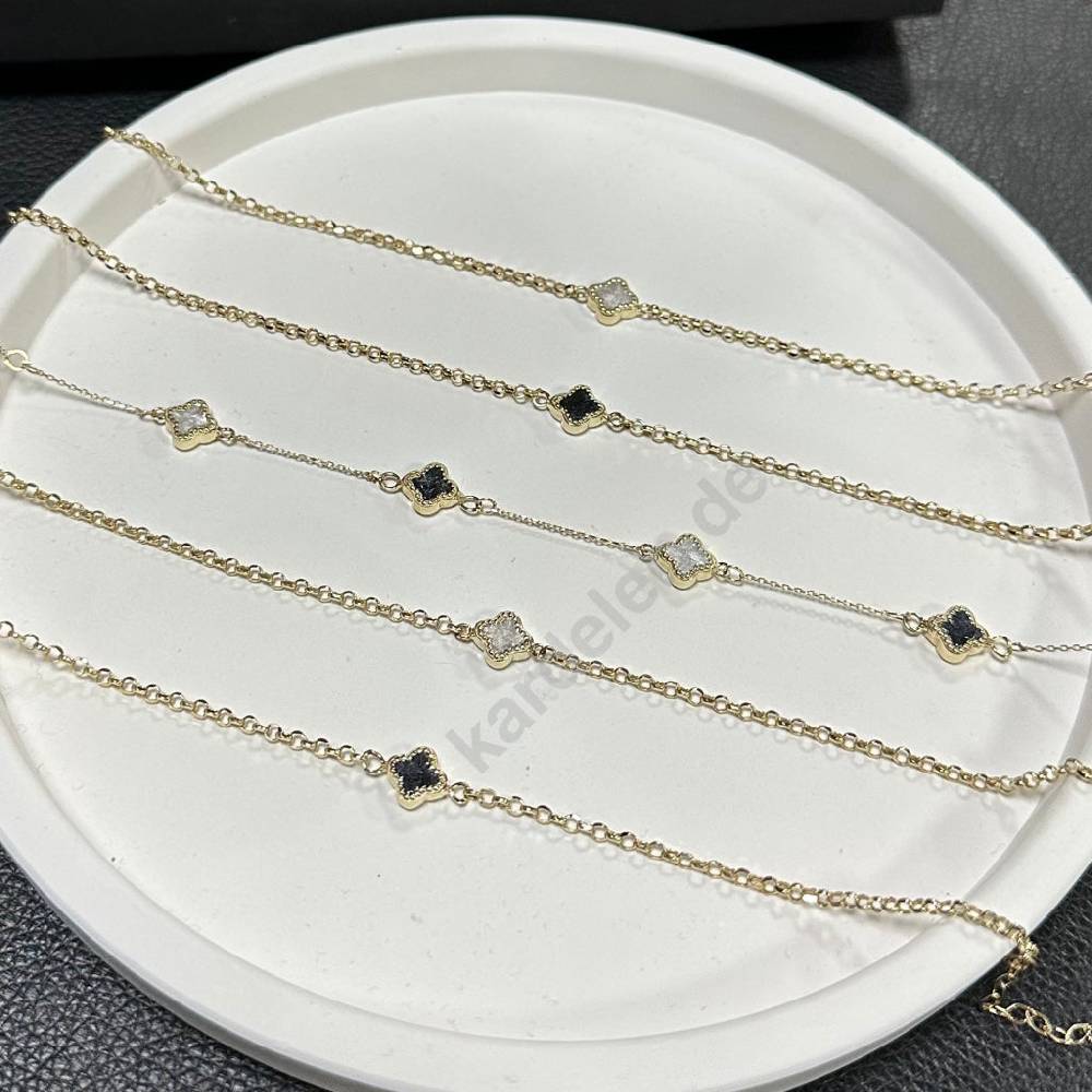 Kardelen 14K GOLD KLEE ARMKETTE III Super Rabatt