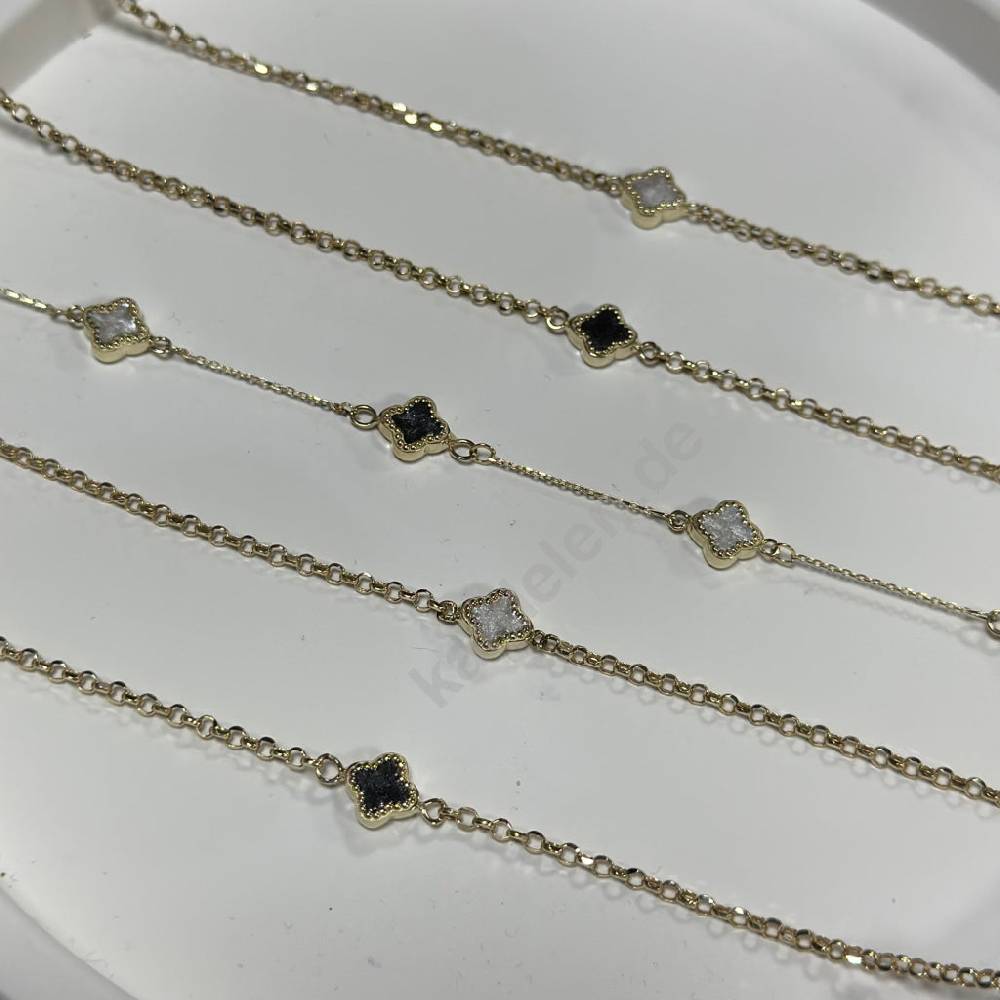 Kardelen 14K GOLD KLEE ARMKETTE III Super Rabatt