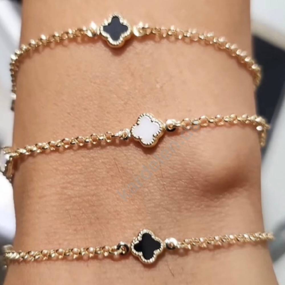Kardelen 14K GOLD KLEE ARMKETTE III Super Rabatt